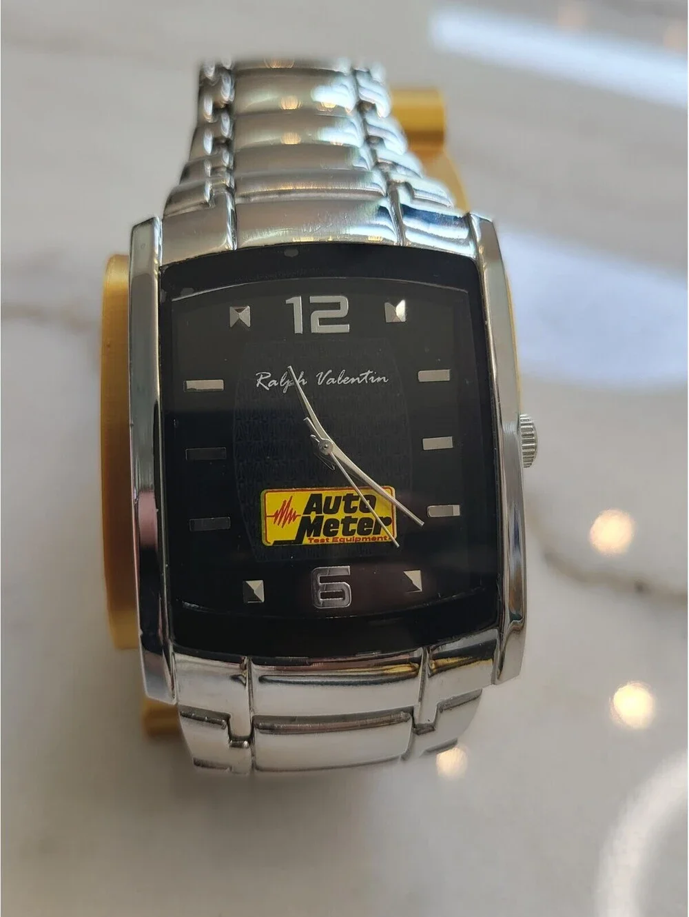 Men's Quartz Tank Watch Working New Battery Automobilia 35mm Auto Meter Working